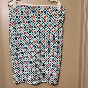 LuLaRoe Geometric Pencil Skirt - Blue and Red